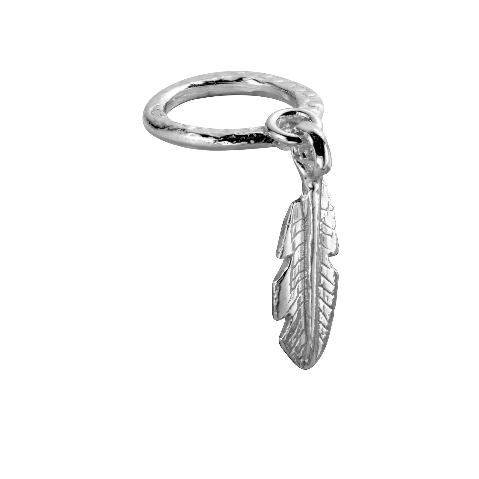 Silver Medium Feather Falling Ring
