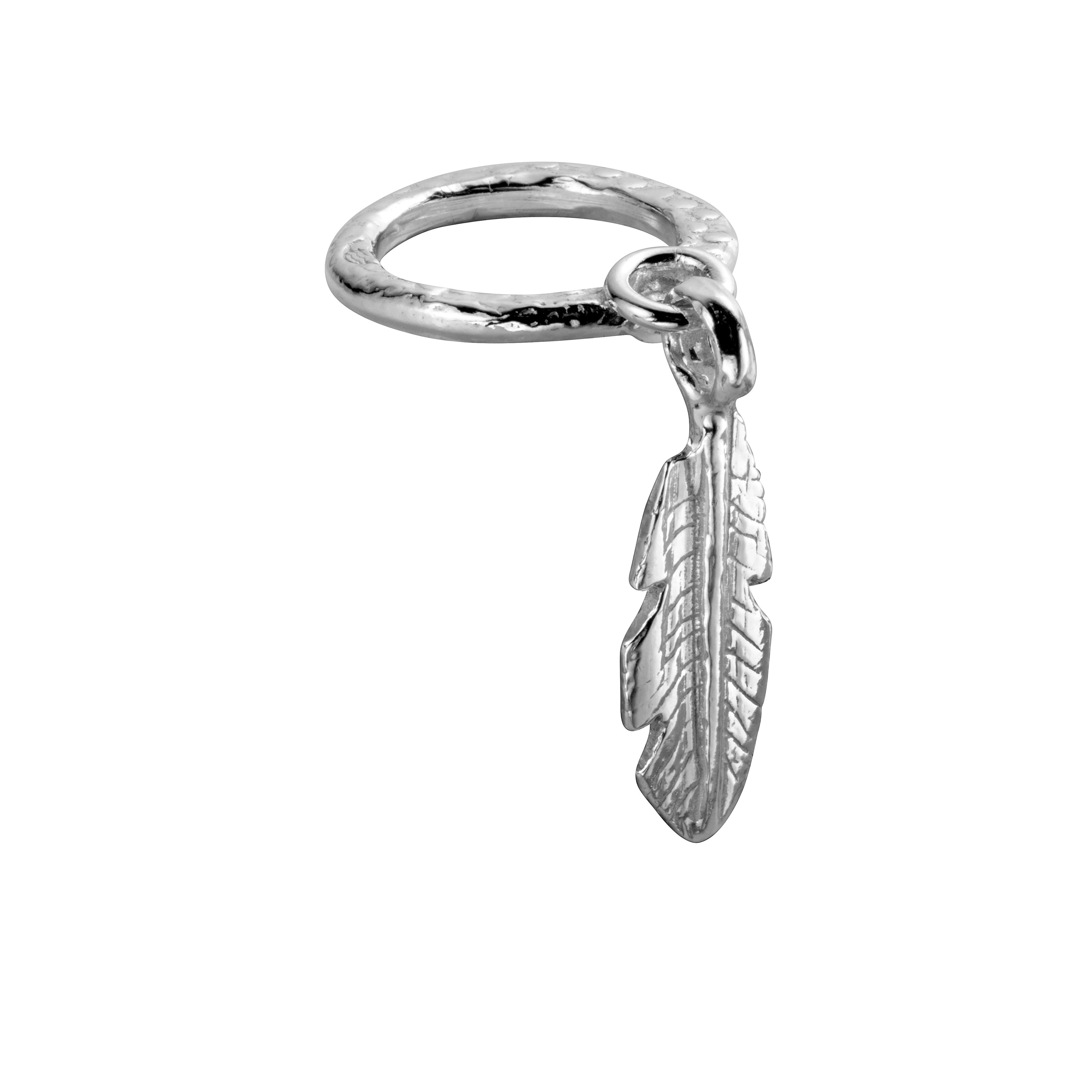 Silver Medium Feather Falling Ring