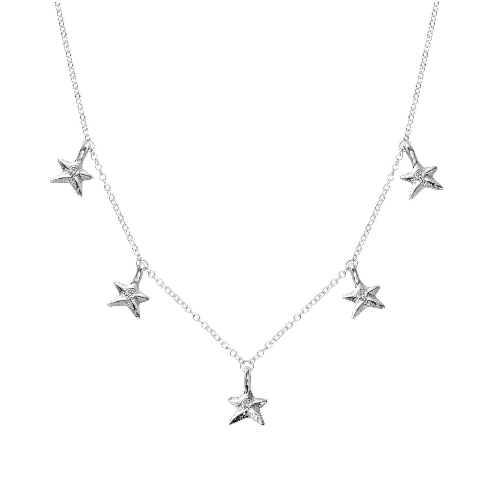 Silver Five Star Necklace