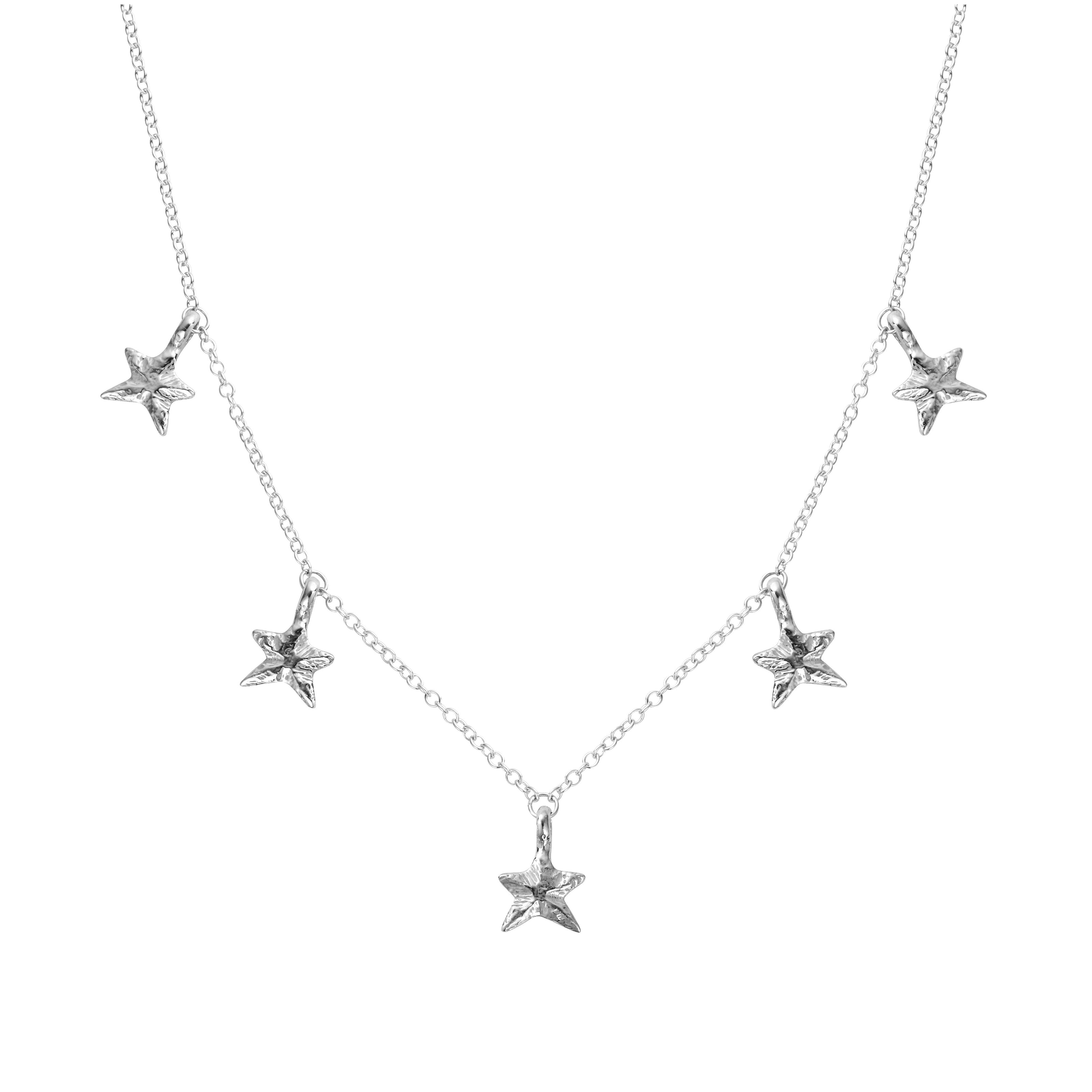 Silver Five Star Necklace