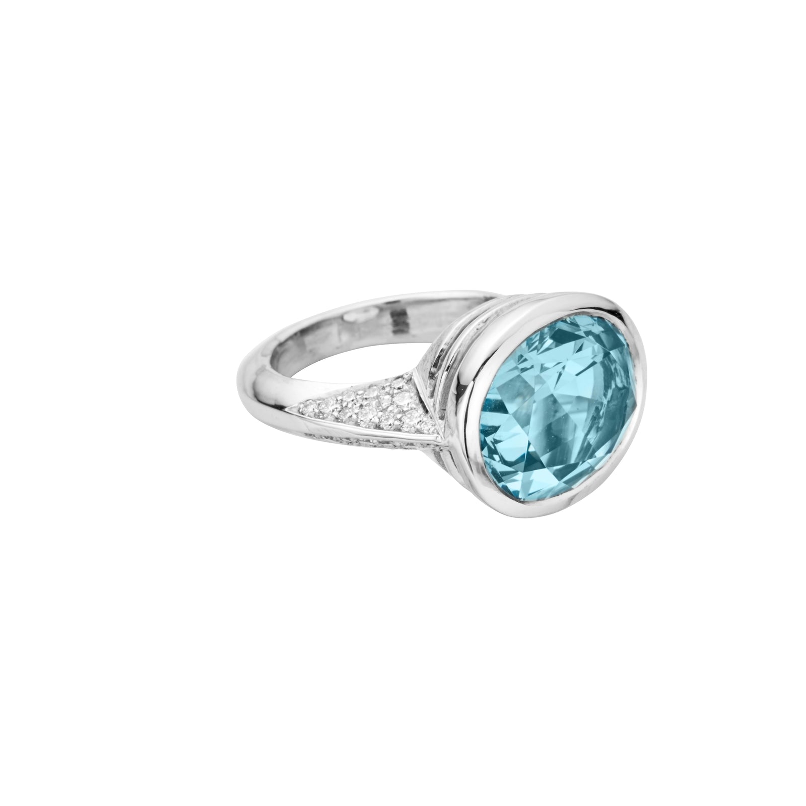 FLORENCE White Gold Aquamarine & Diamond Ring