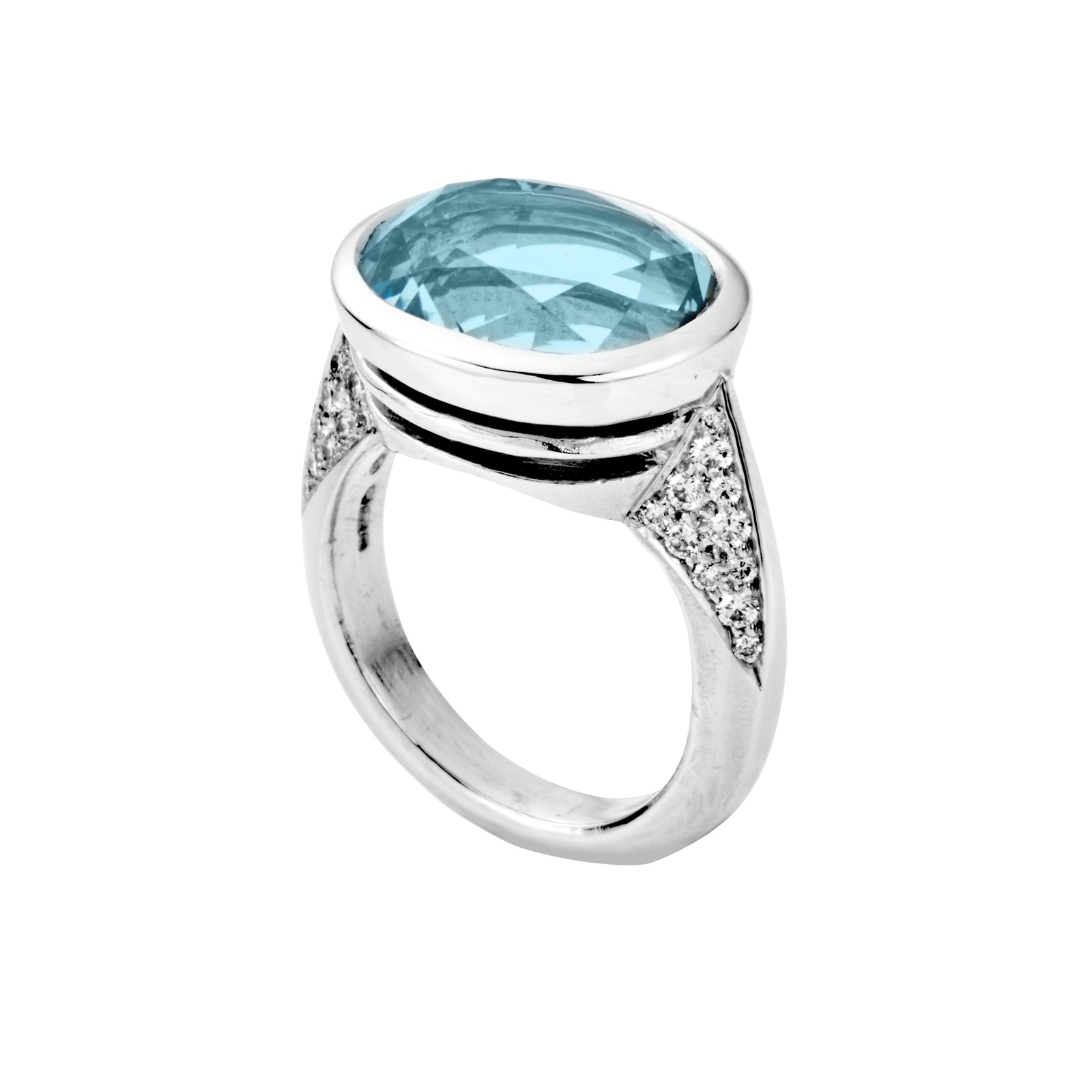 FLORENCE White Gold Aquamarine & Diamond Ring