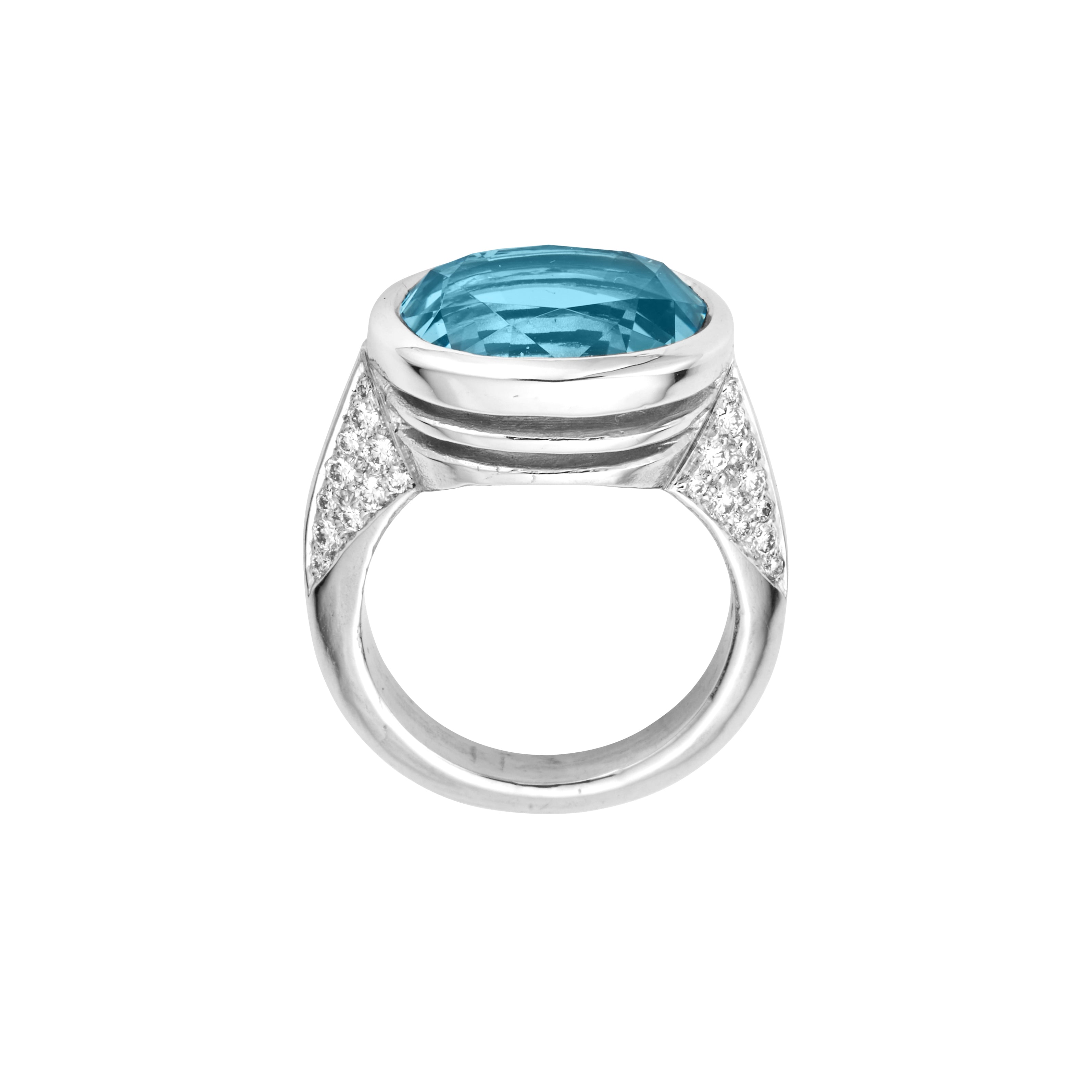 FLORENCE White Gold Aquamarine & Diamond Ring