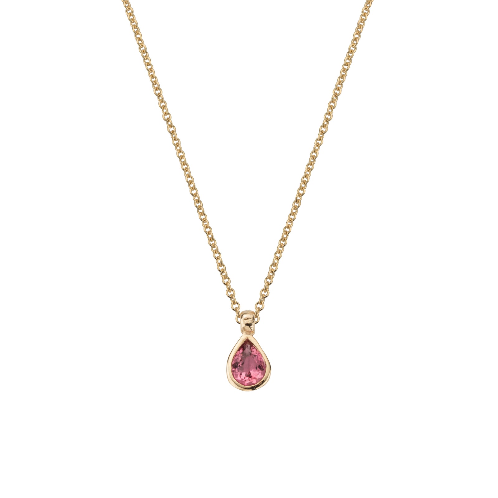 GAIA Gold Pink Tourmaline Teardrop Necklace