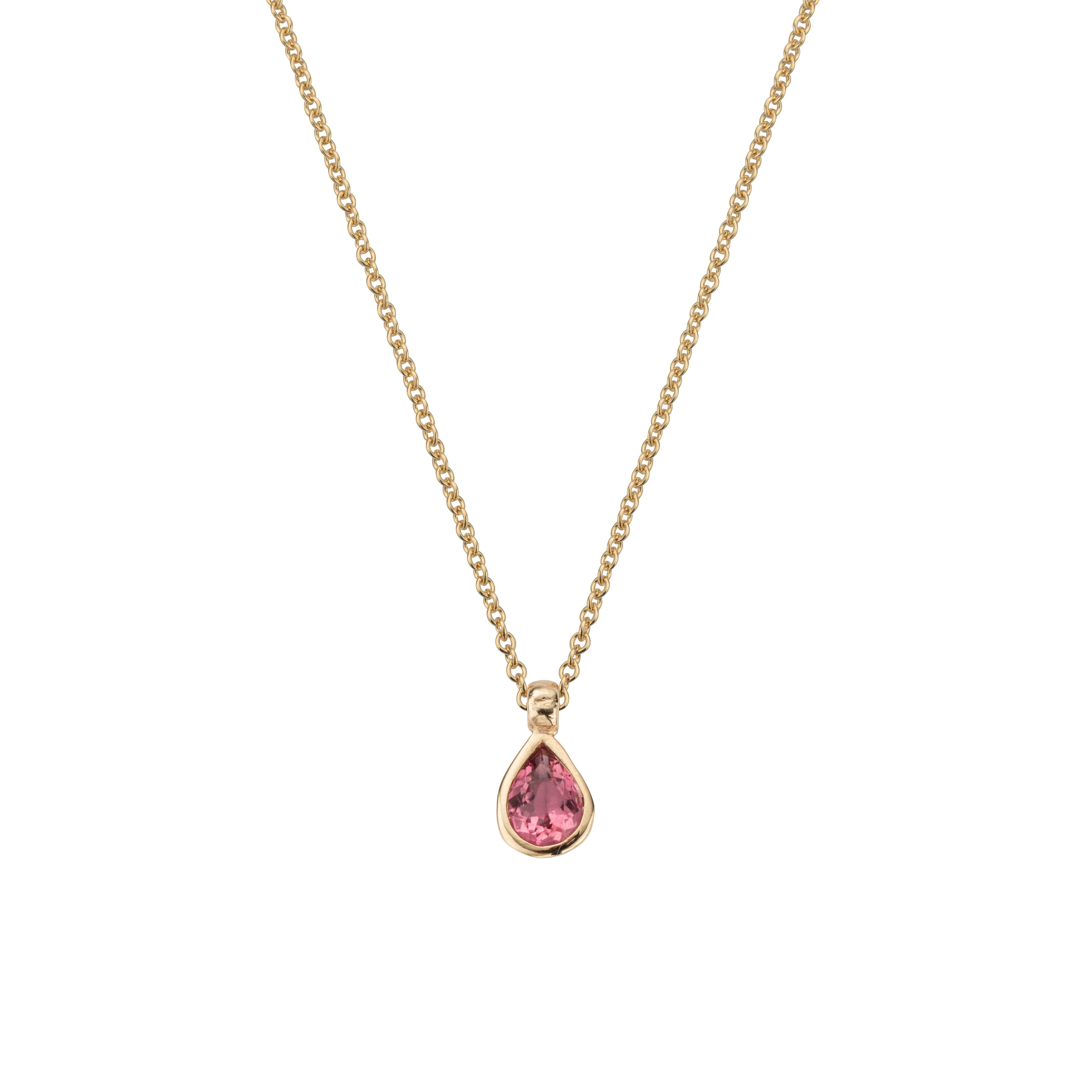 GAIA Gold Pink Tourmaline Teardrop Necklace