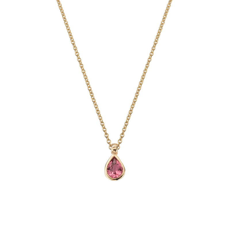 GAIA Gold Pink Tourmaline Teardrop Necklace