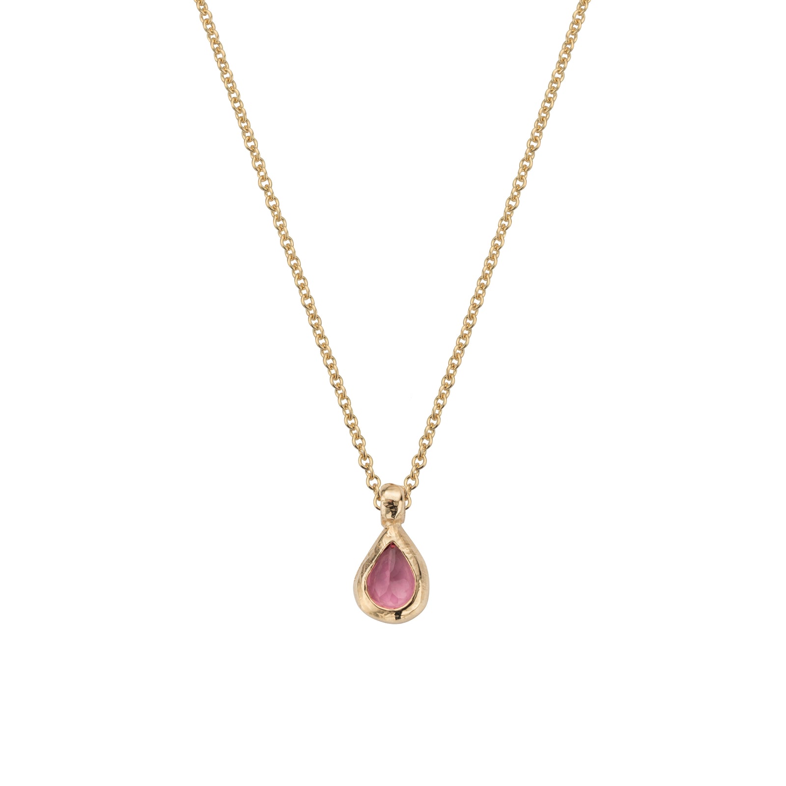 GAIA Gold Pink Tourmaline Teardrop Necklace