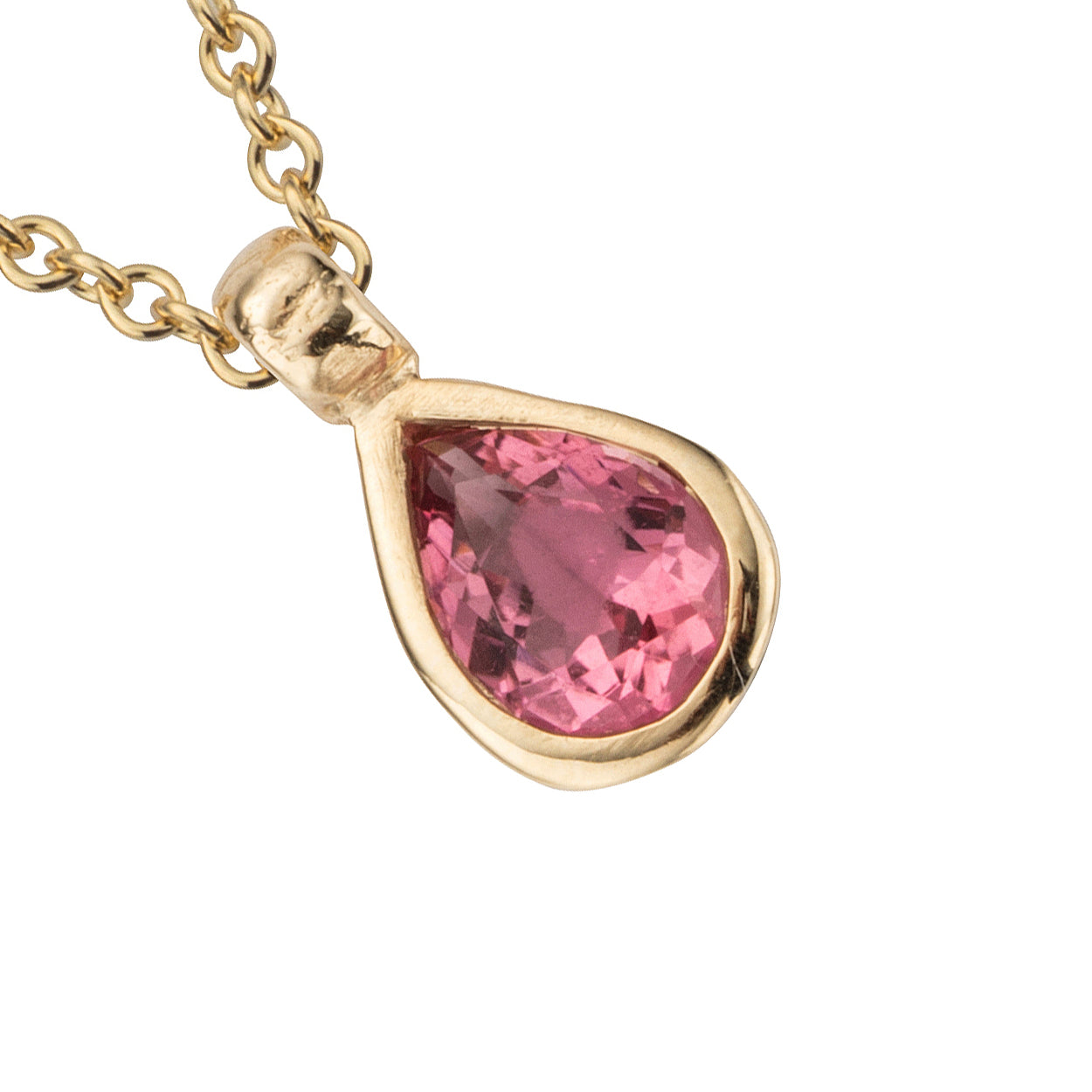GAIA Gold Pink Tourmaline Teardrop Necklace