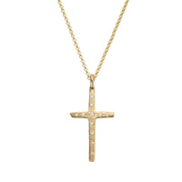 Gold 11 Diamond Large Cross Necklace