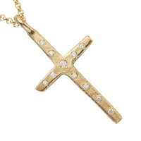 Gold 11 Diamond Large Cross Necklace