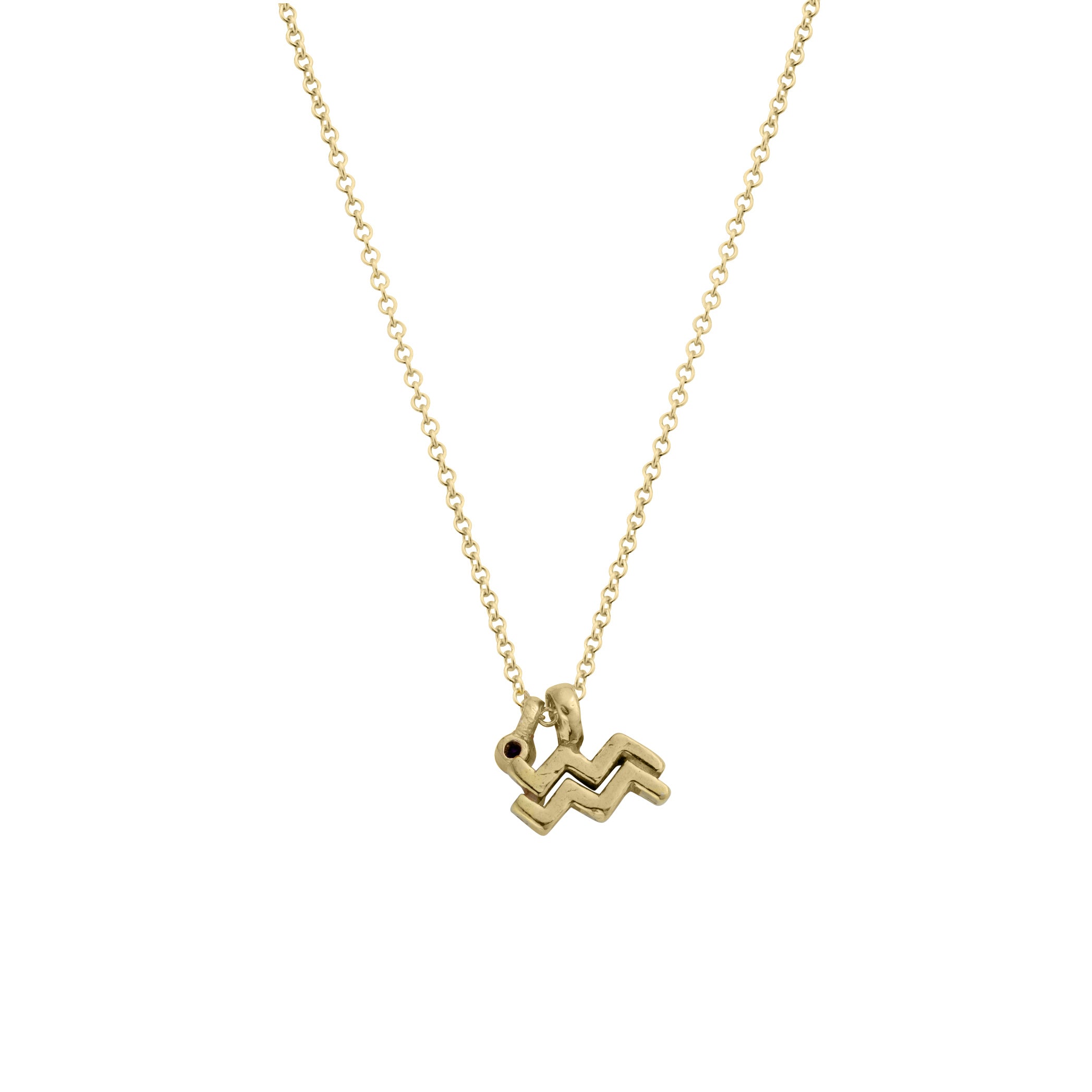 Gold Aquarius Horoscope & Birthstone Necklace