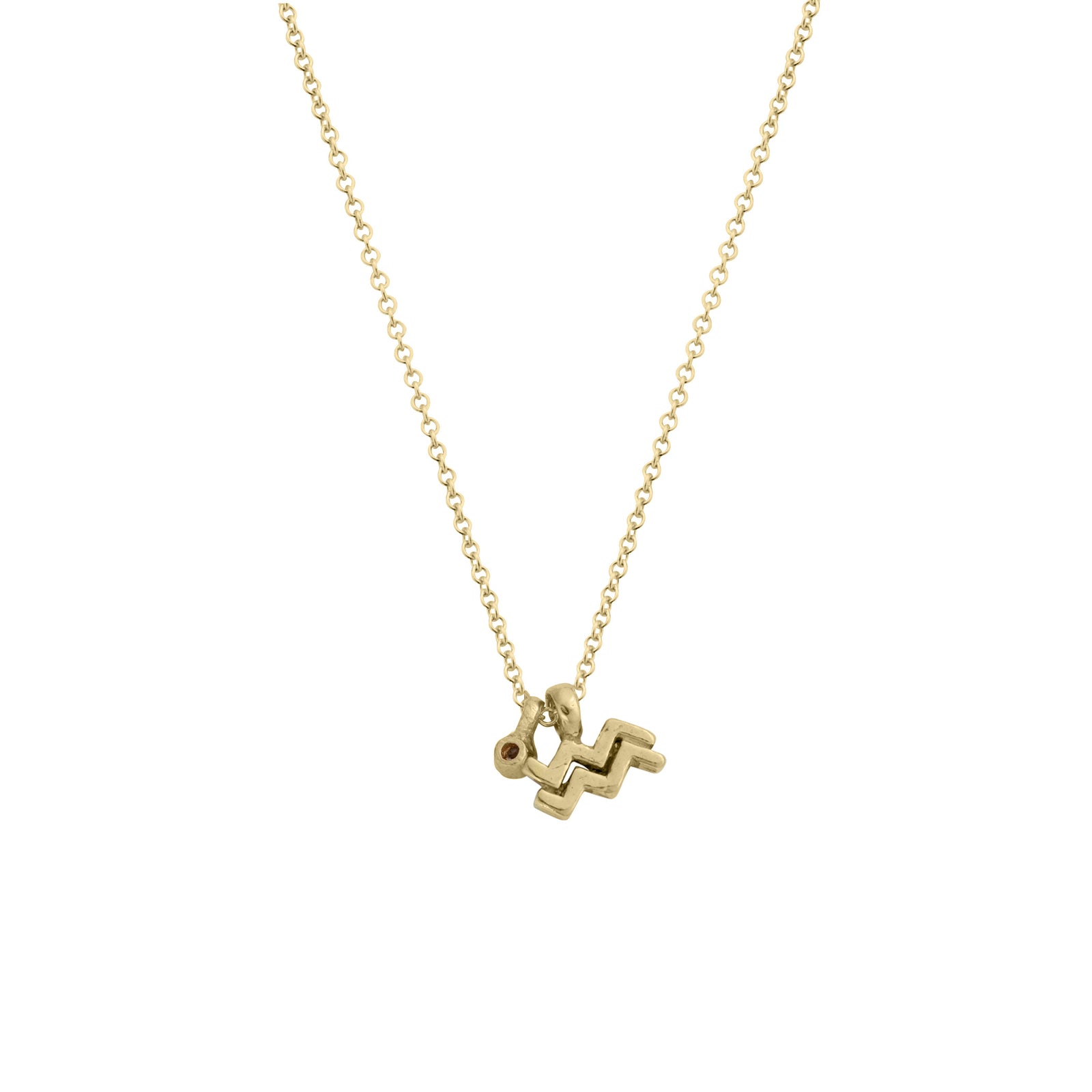 Gold Aquarius Horoscope & Birthstone Necklace