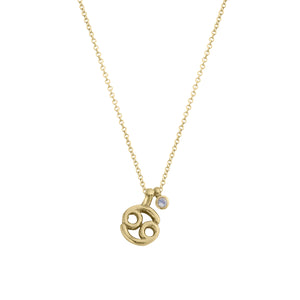 Gold Cancer Horoscope & Birthstone Necklace
