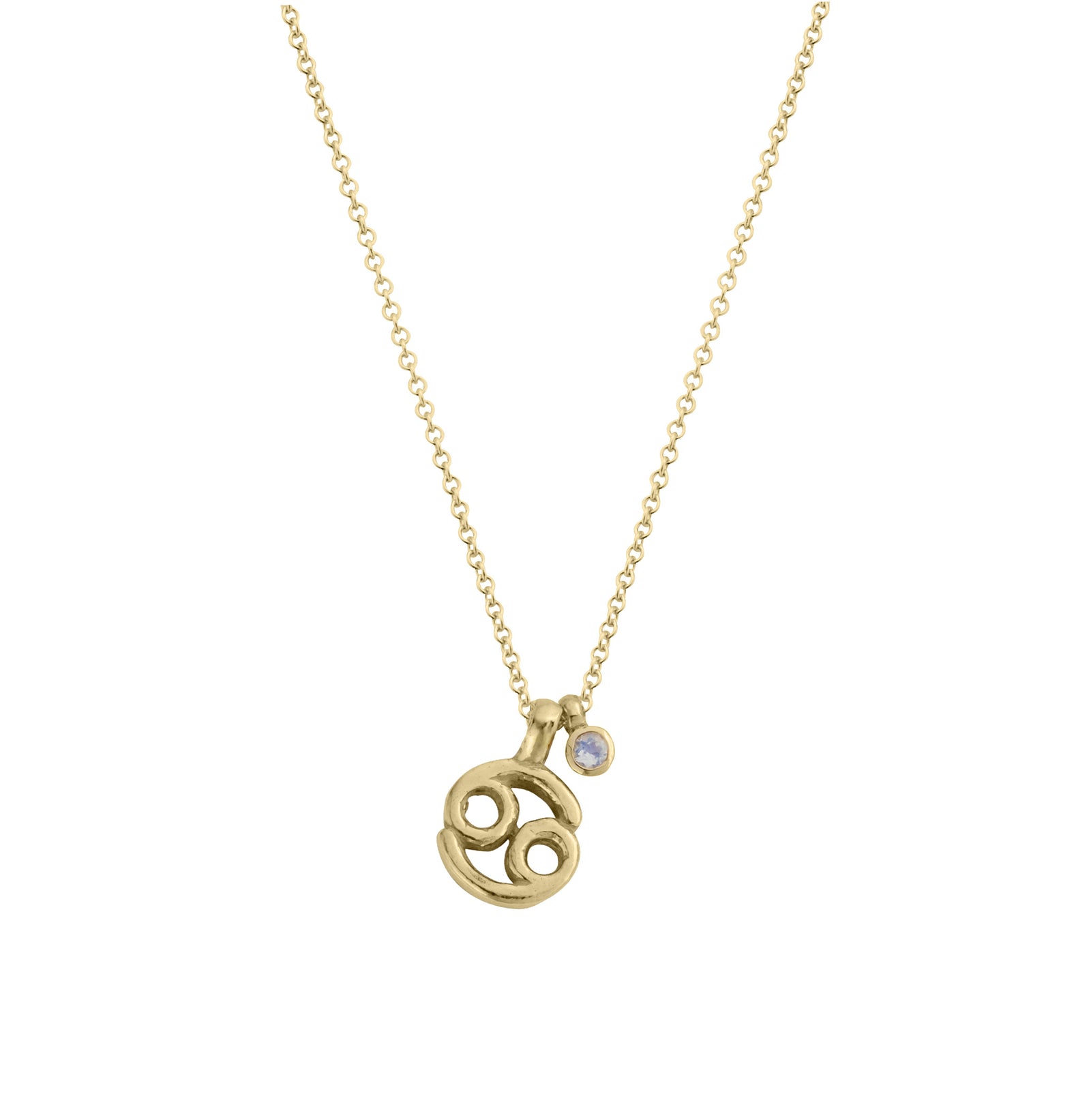 Gold Cancer Horoscope & Birthstone Necklace