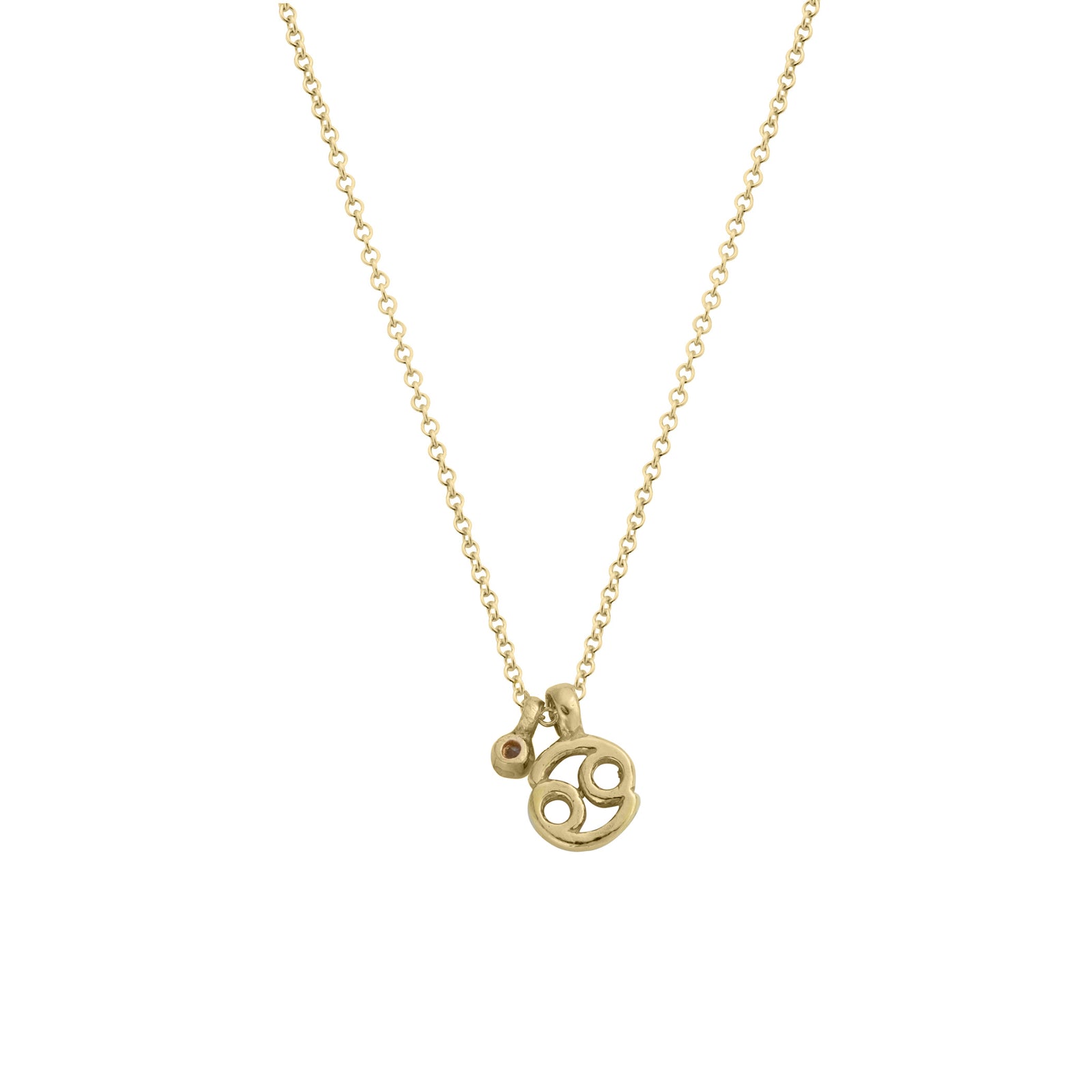 Gold Cancer Horoscope & Birthstone Necklace