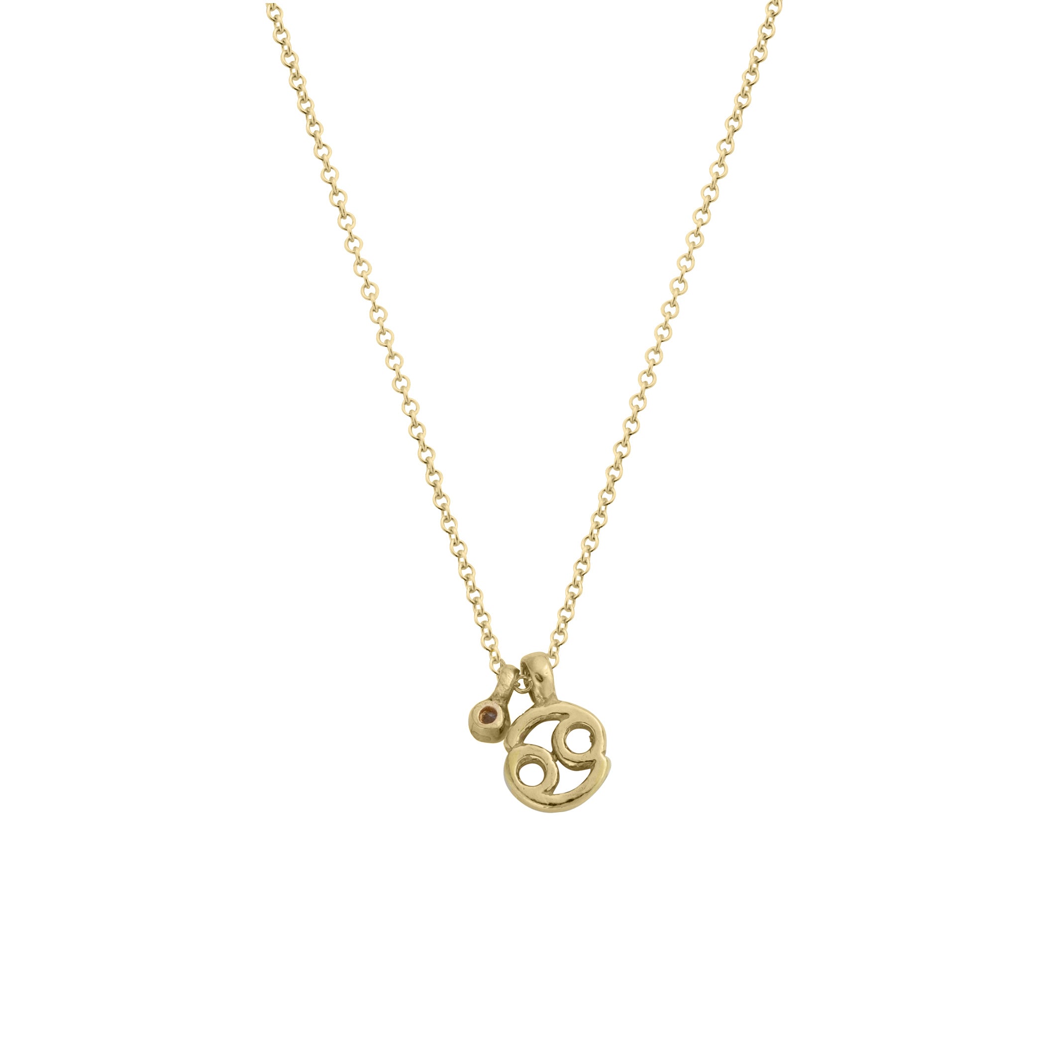 Gold Cancer Horoscope & Birthstone Necklace