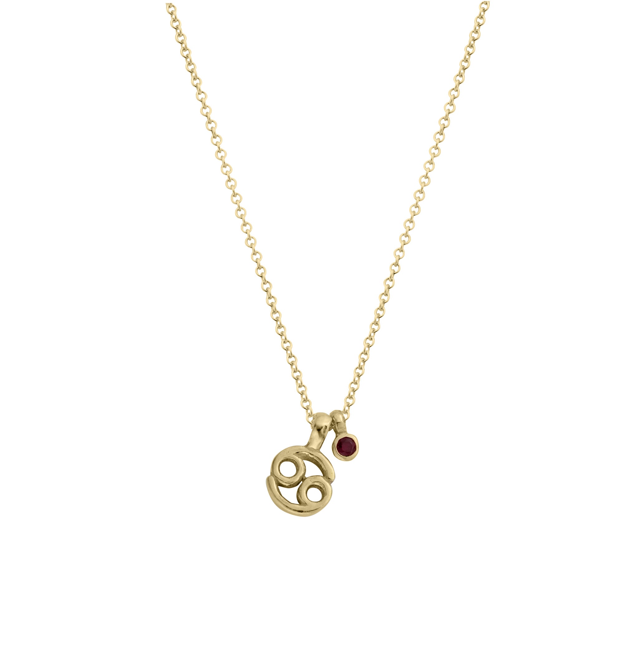 Gold Cancer Horoscope & Birthstone Necklace
