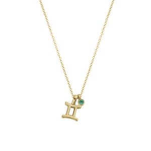 Gold Gemini Horoscope & Birthstone Necklace