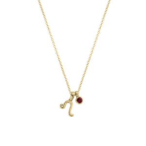 Gold Leo Horoscope & Birthstone Necklace