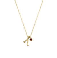 Gold Leo Horoscope & Birthstone Necklace