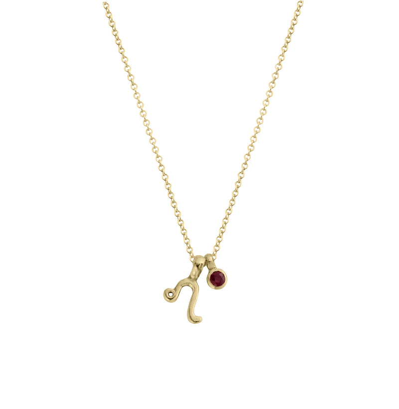 Gold Leo Horoscope & Birthstone Necklace