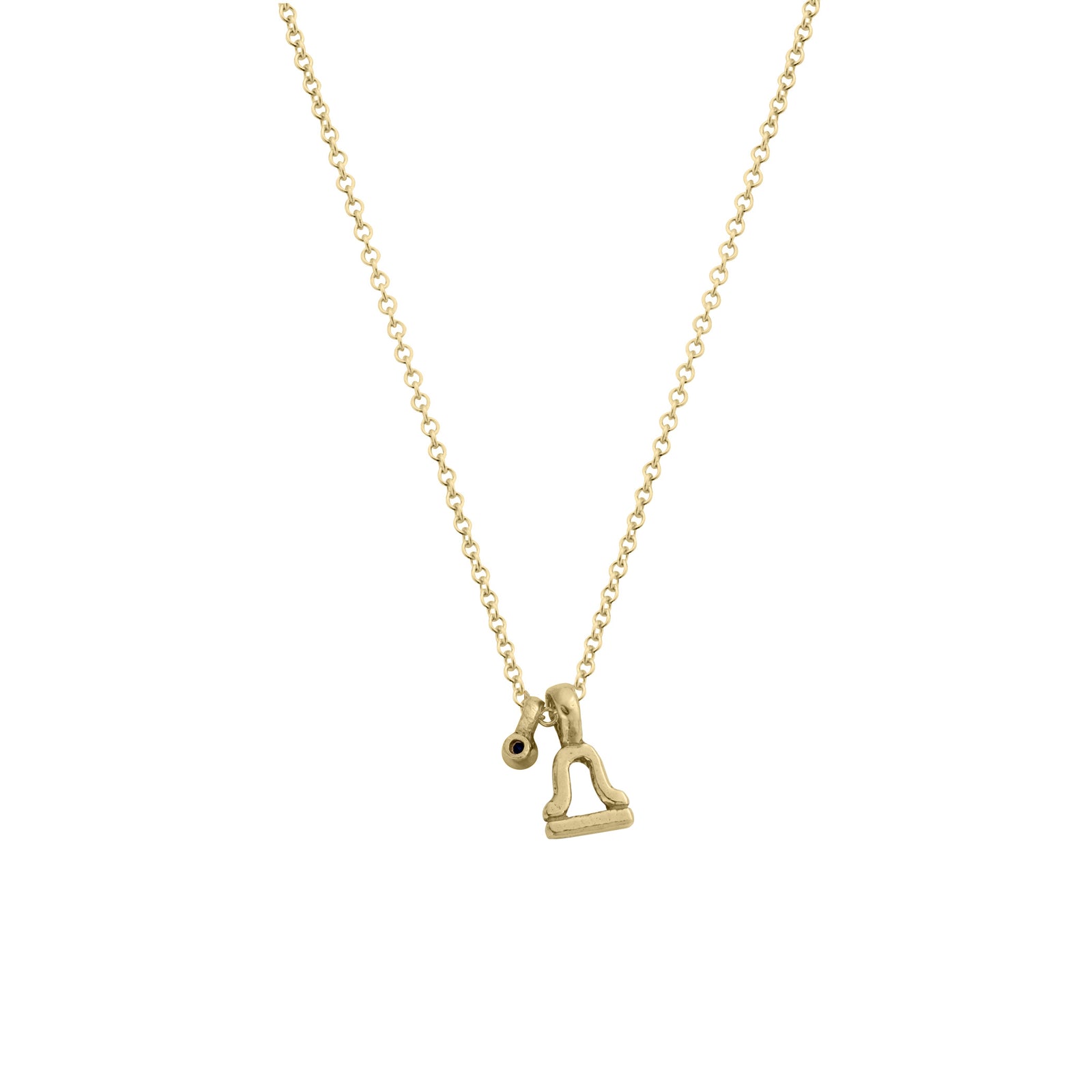 Gold Libra Horoscope & Birthstone Necklace
