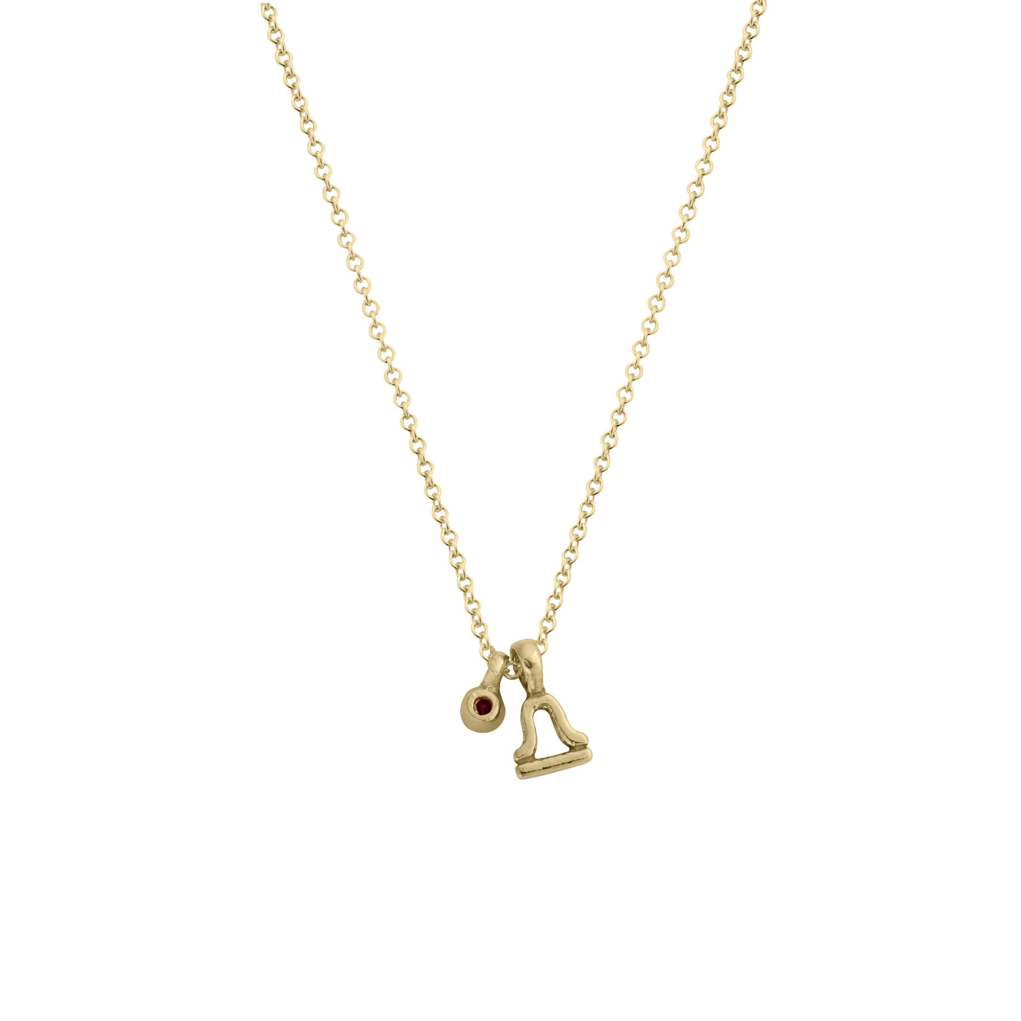 Gold Libra Horoscope & Birthstone Necklace