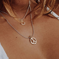 Silver & Gold Medium Peace Necklace