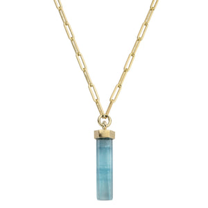 GELIDA Gold Large Aquamarine Trace Chain Necklace