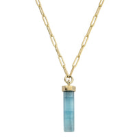 GELIDA Gold Large Aquamarine Trace Chain Necklace