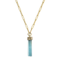 GELIDA Gold Large Aquamarine Trace Chain Necklace
