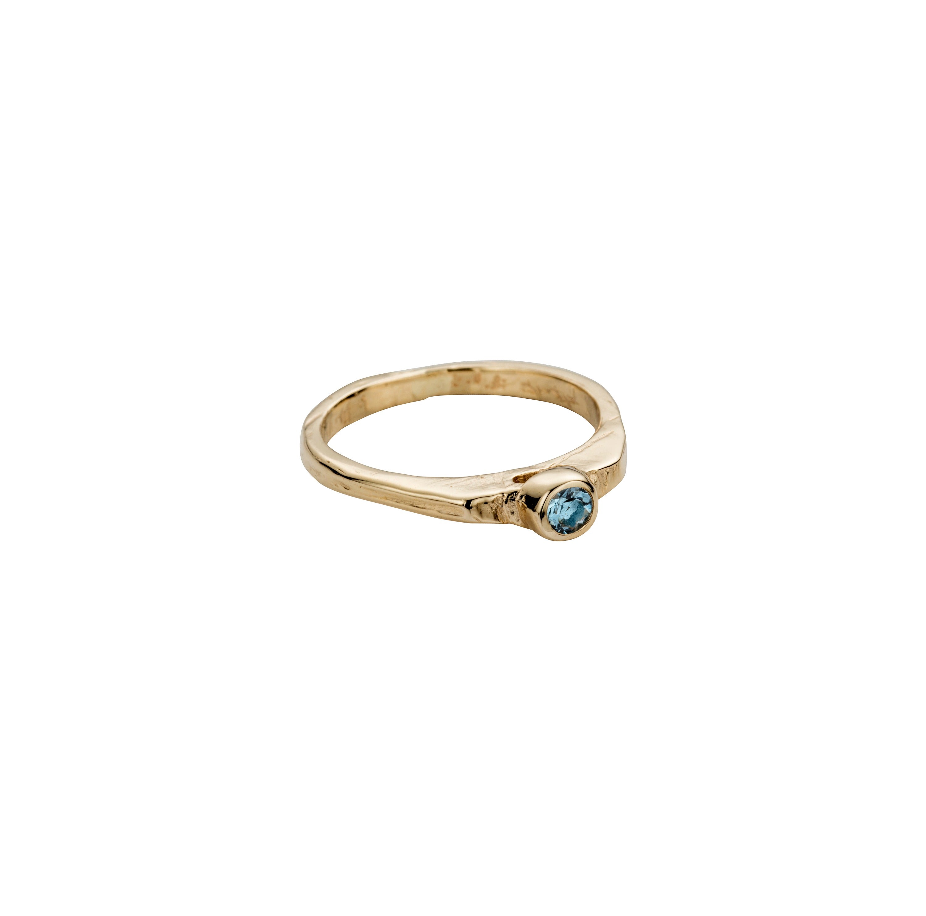 Gold Aquamarine Promise Ring