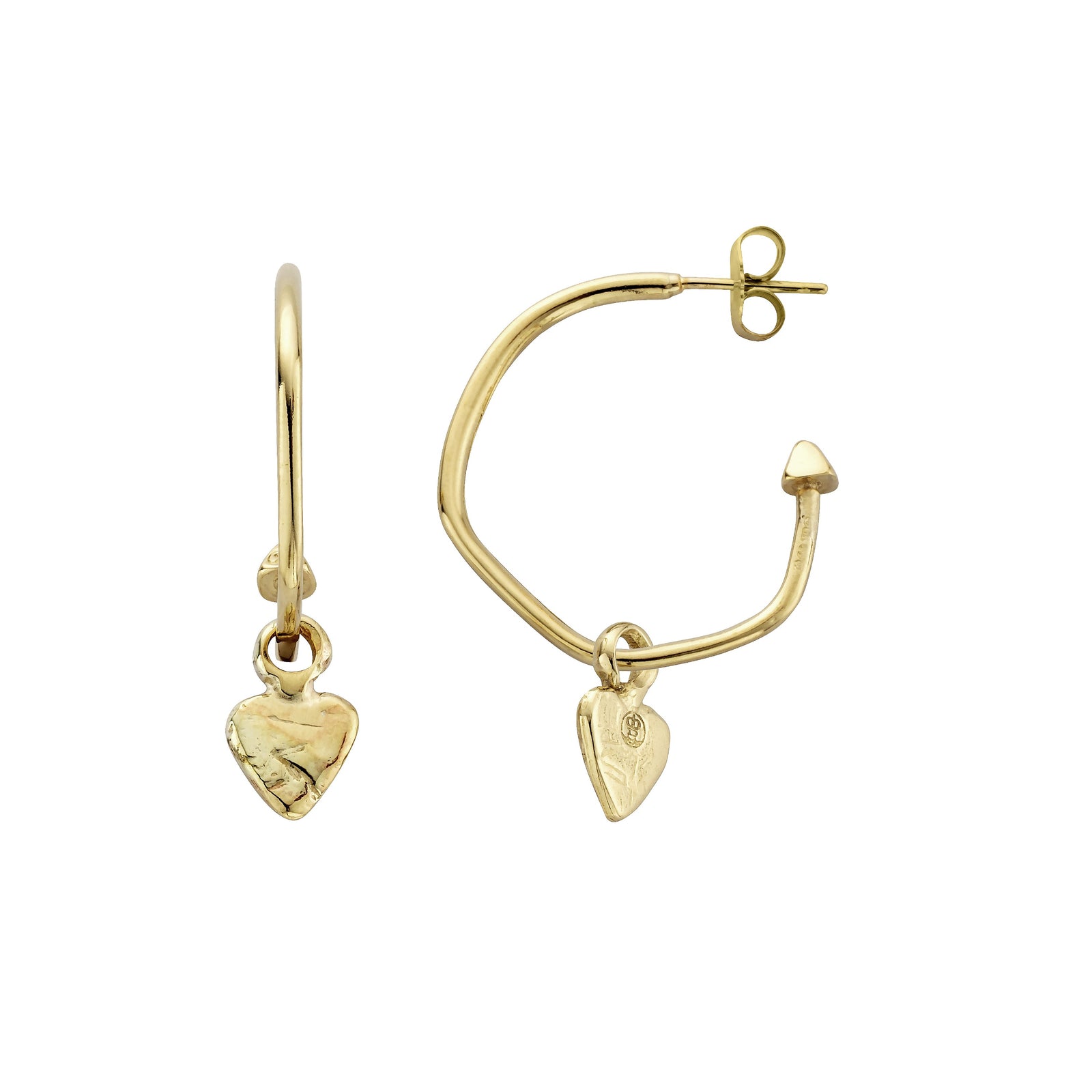 Gold Maxi Cupid Hoops with Baby Heart Charms