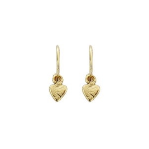 Gold Mini Cupid Hoops with Baby Heart Charms