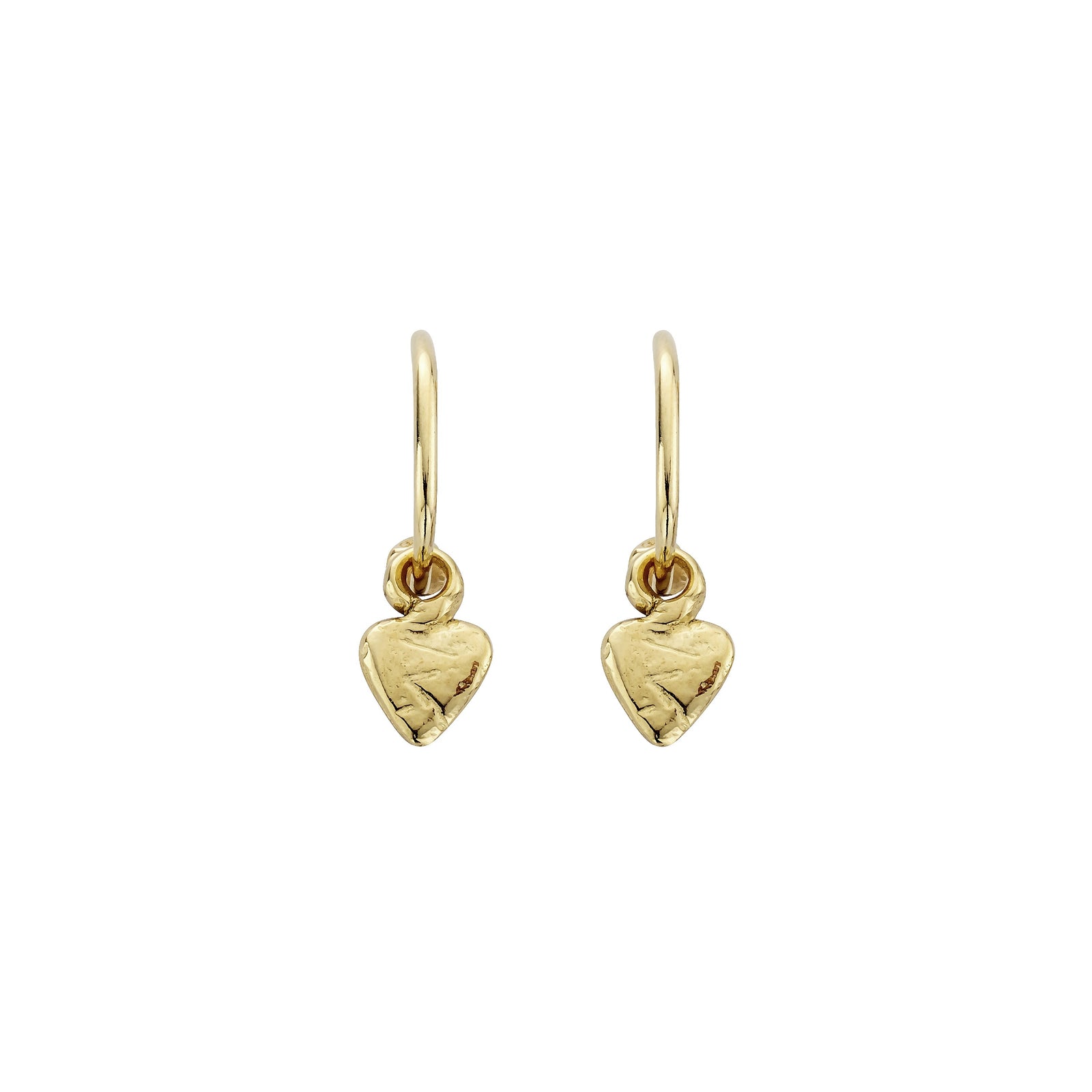 Gold Mini Cupid Hoops with Baby Heart Charms