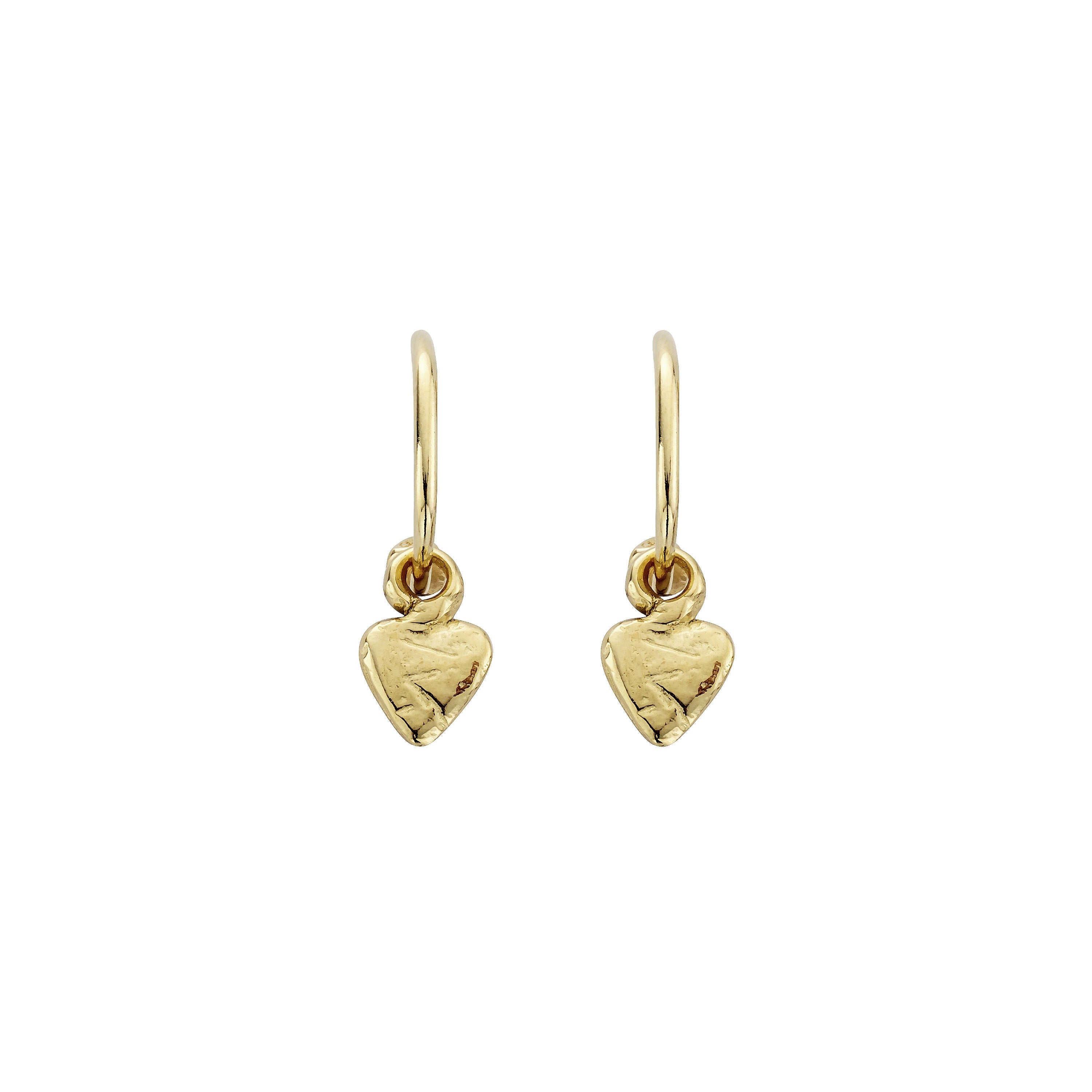 Gold Mini Cupid Hoops with Baby Heart Charms