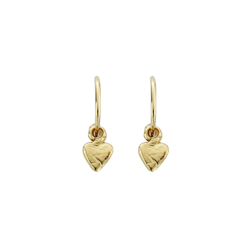 Gold Mini Cupid Hoops with Baby Heart Charms