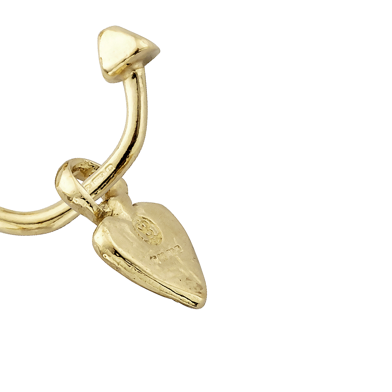Gold Mini Cupid Hoops with Baby Heart Charms