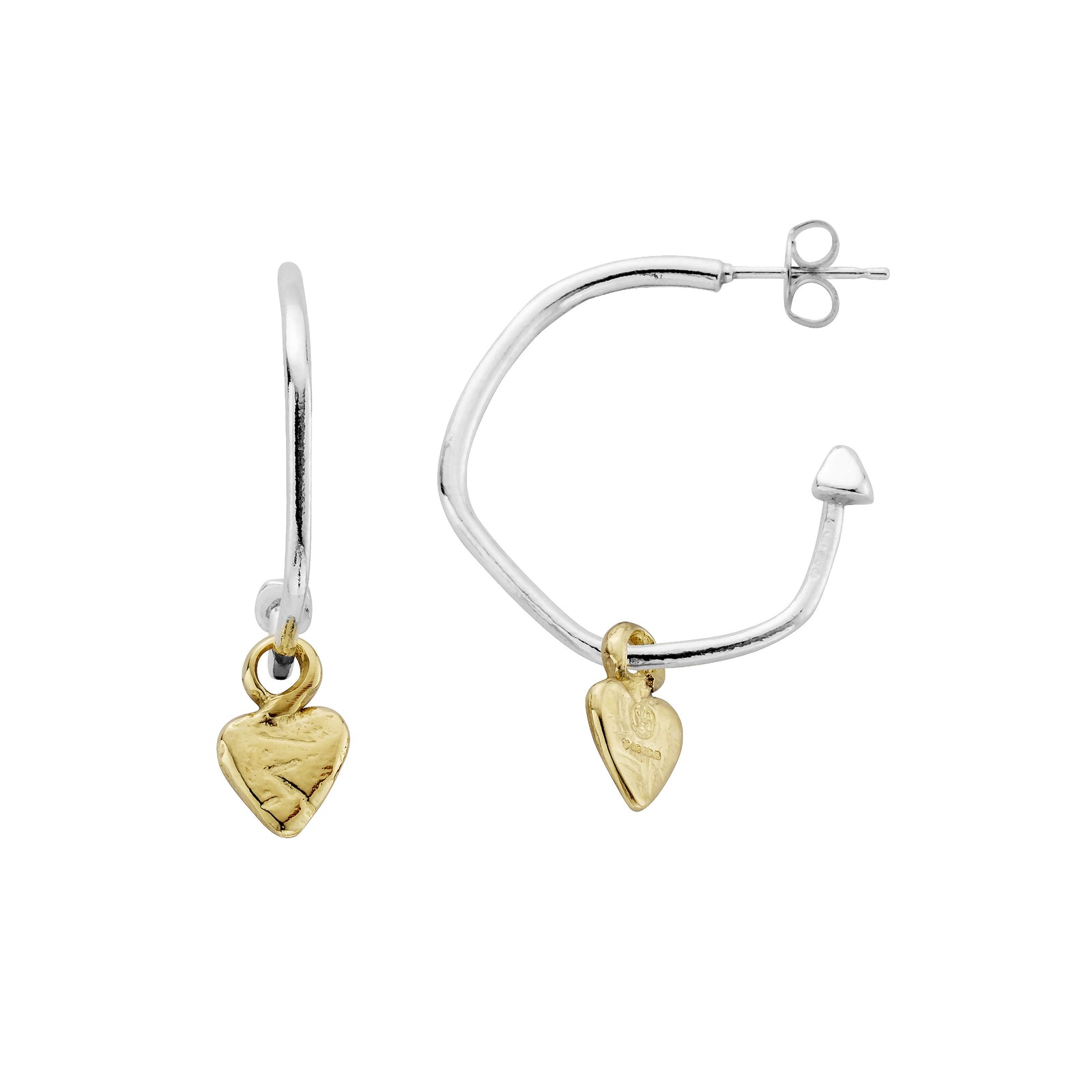 Maxi Cupid Hoops with Gold Baby Heart Charms