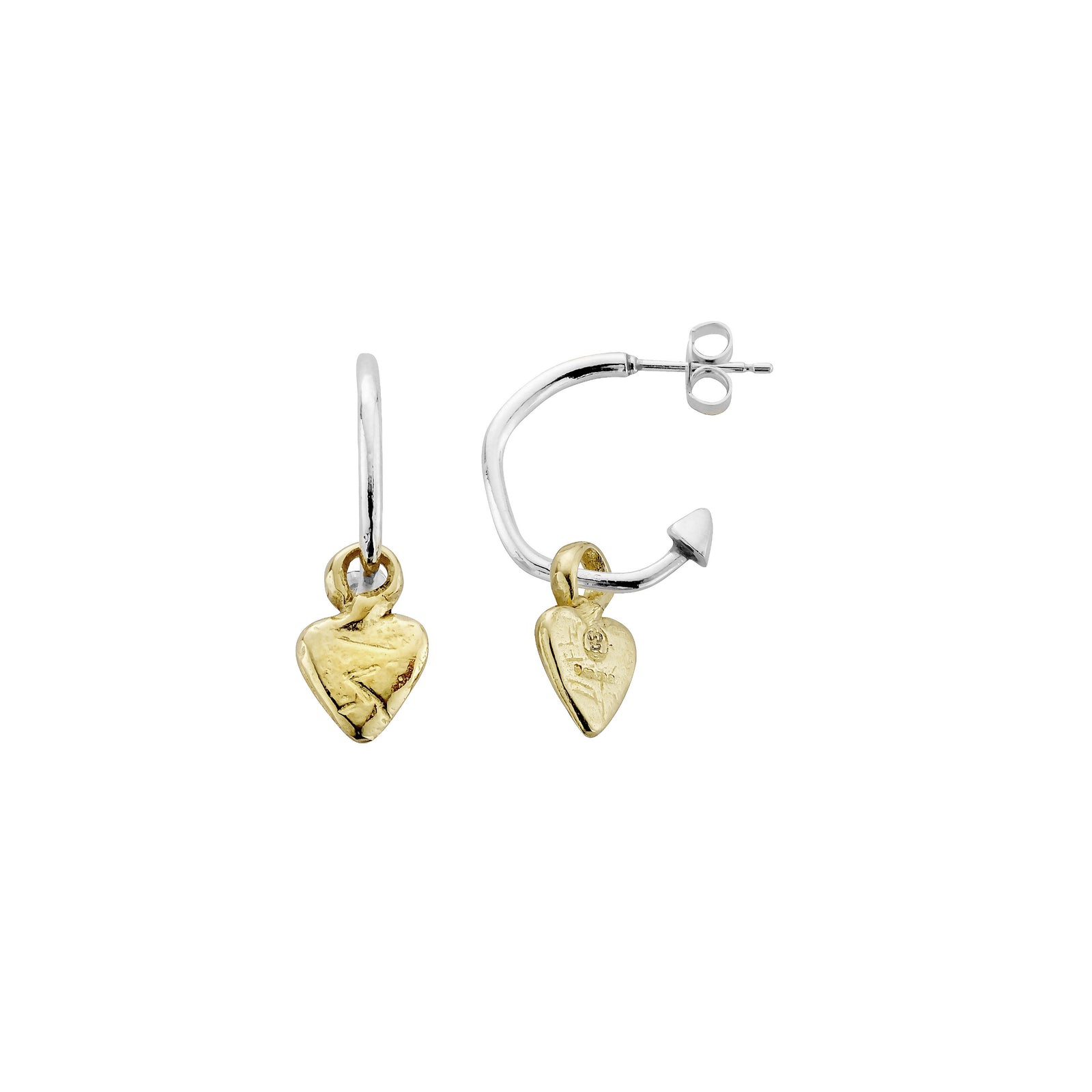 Mini Cupid Hoops with Gold Baby Heart Charms