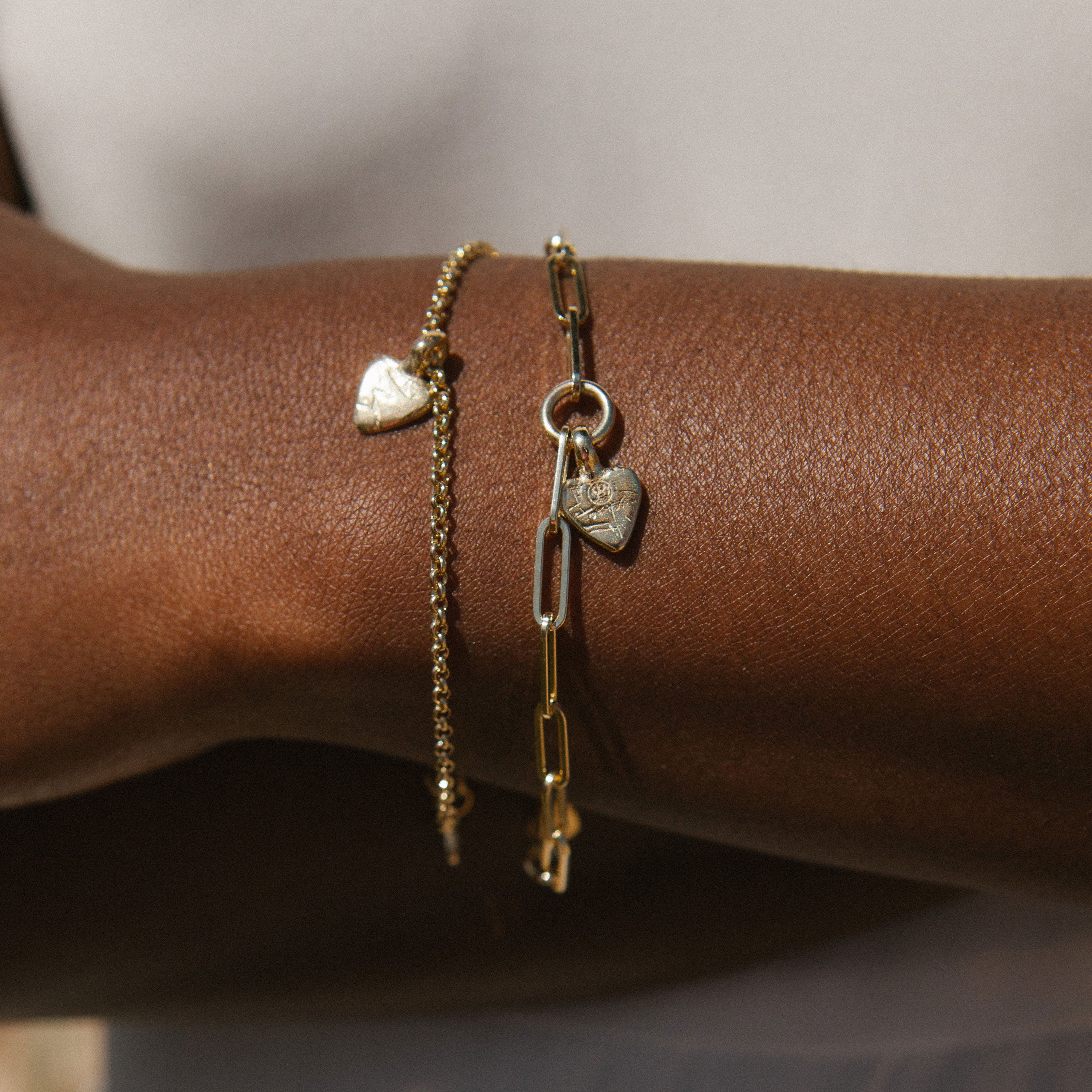 Gold Baby Heart Trace Chain Bracelet