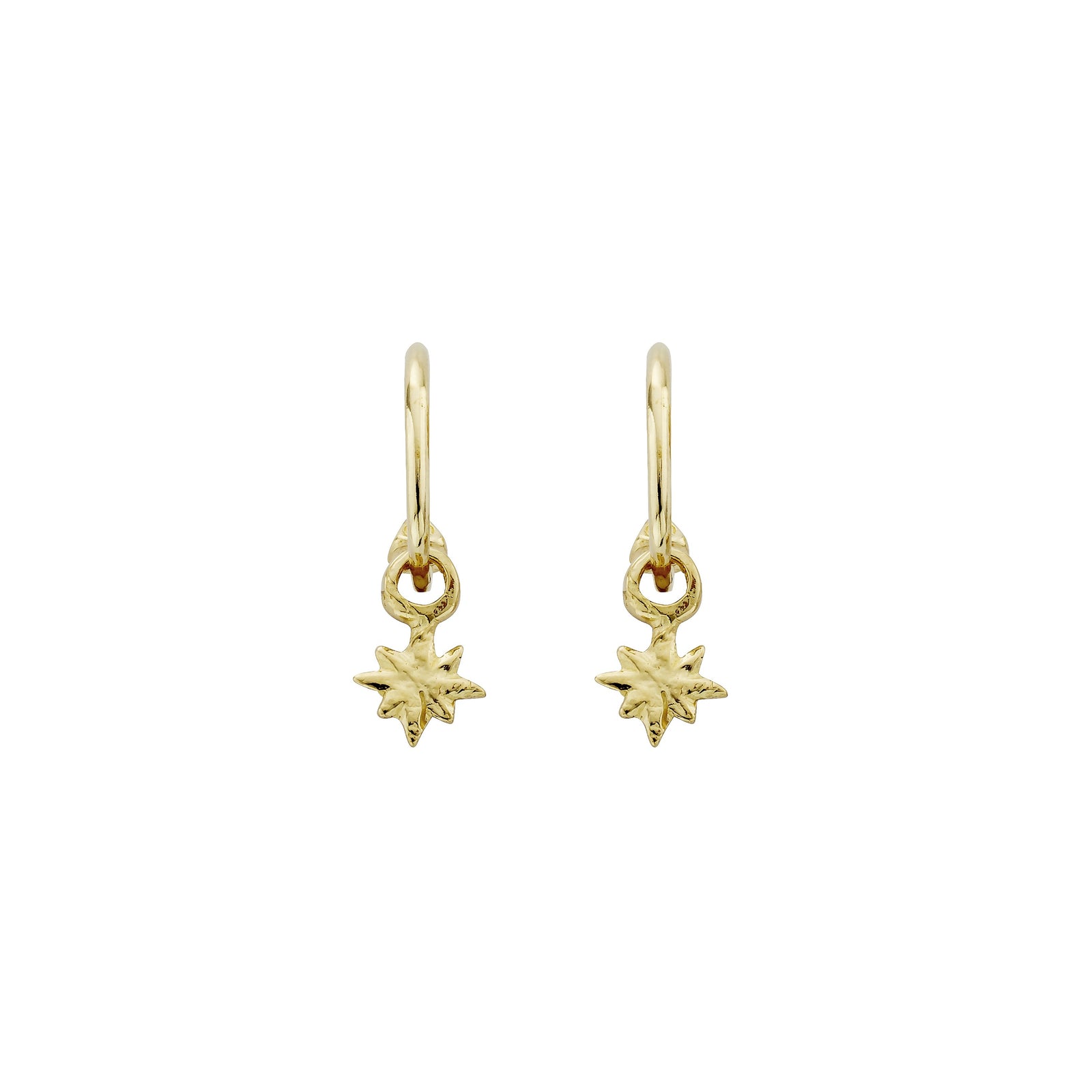 Gold Mini Cupid Hoops with Baby North Star Charms
