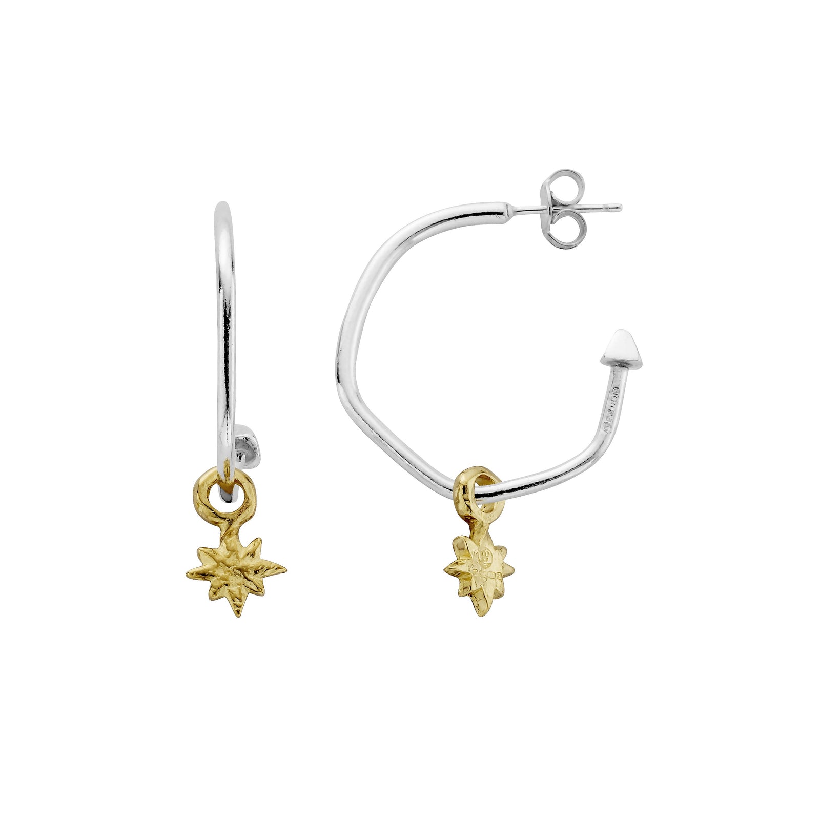 Maxi Cupid Hoops With Gold Baby North Star Charms