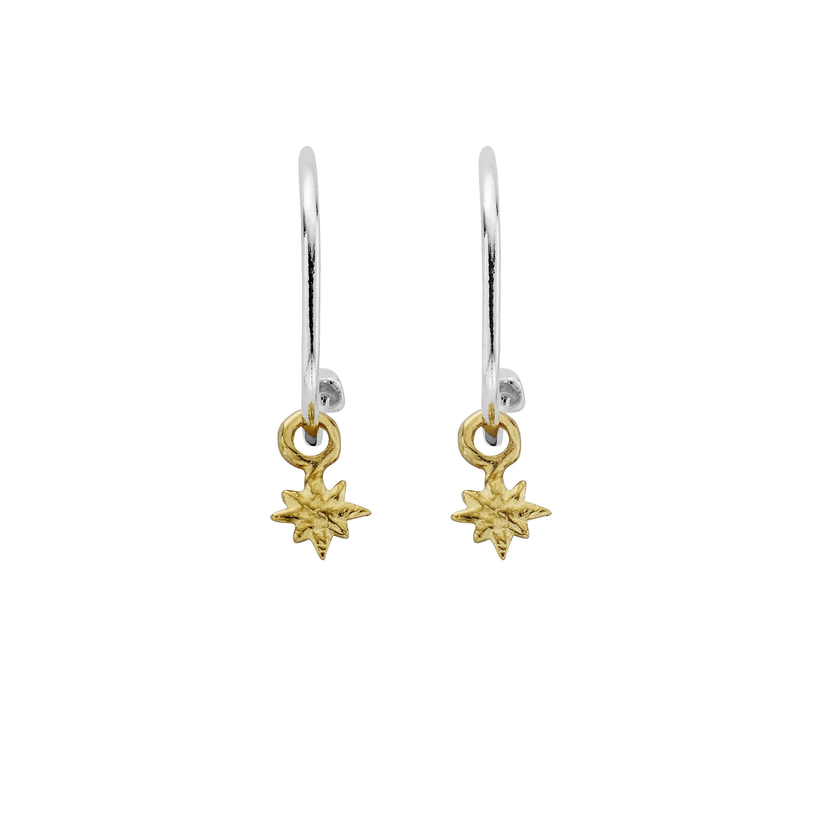 Maxi Cupid Hoops With Gold Baby North Star Charms