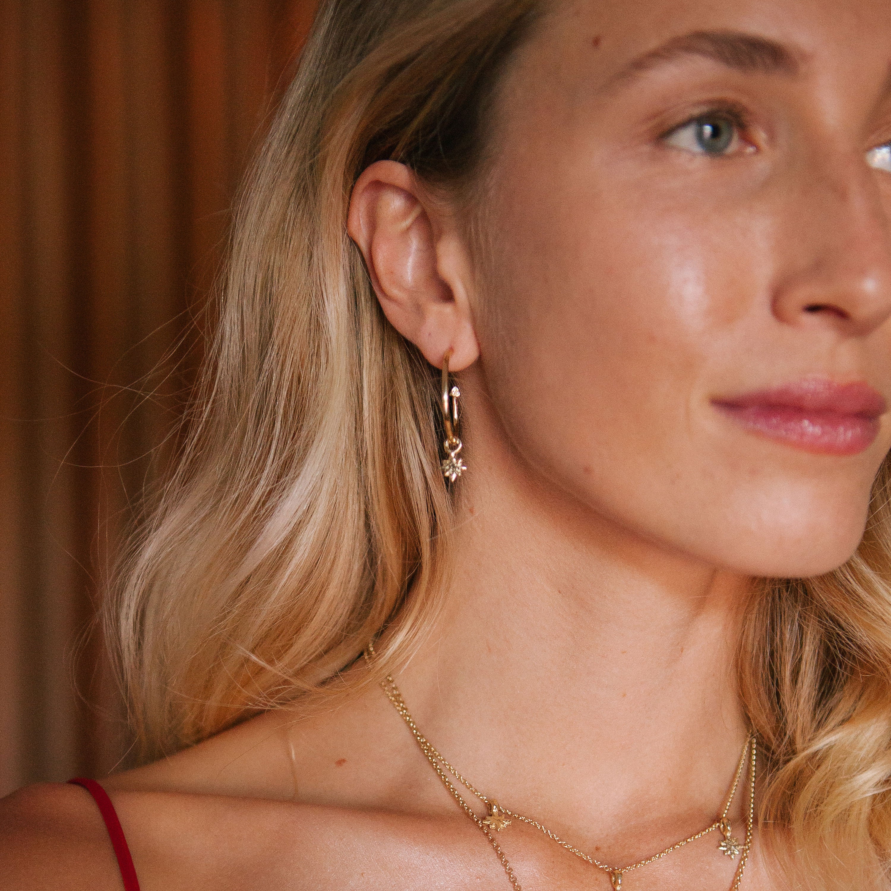 Gold Maxi Cupid Hoops With Baby North Star Charms