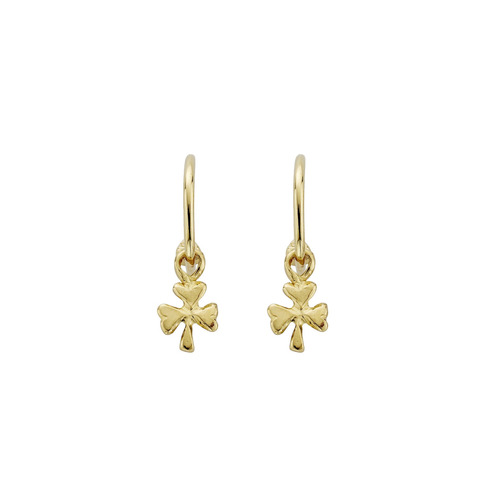 Gold Mini Cupid Hoops With Baby Shamrock Charms
