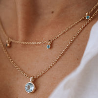 Gold Trio Blue Topaz Necklace