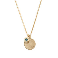 Gold Blue Topaz Moon & Stone Necklace