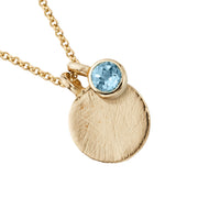 Gold Blue Topaz Moon & Stone Necklace