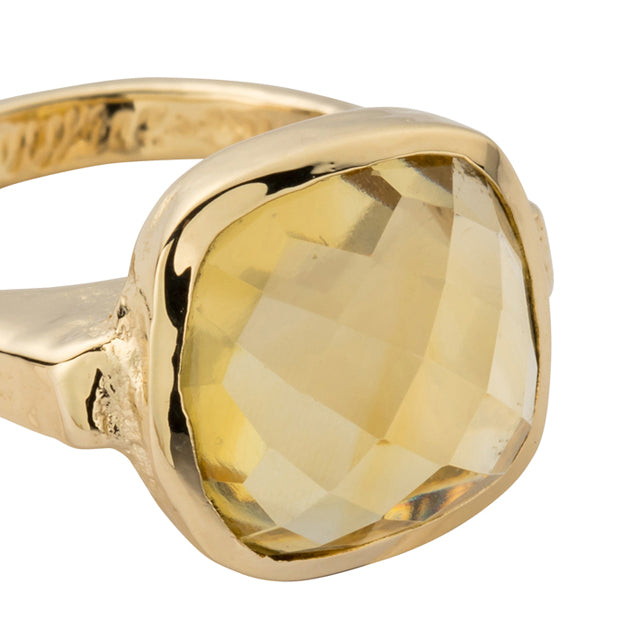 Gold Citrine Crystal Ring